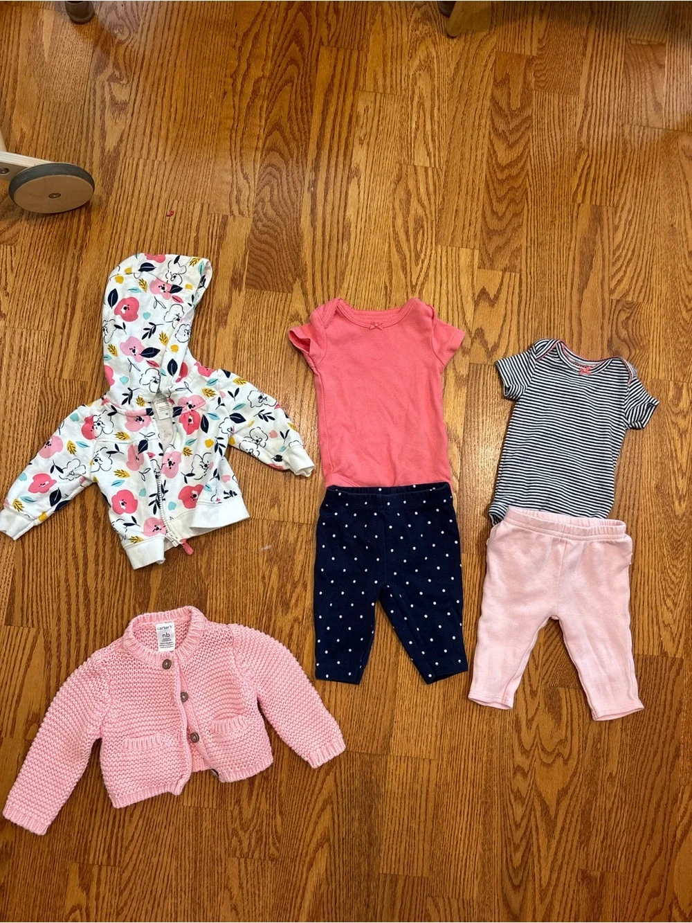 Carter's newborn baby girl bundle sweater hoodie Pink Knit Baby Cardigan floral